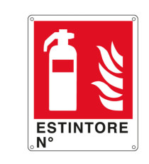 Cartello segnalatore -  25x31 cm - ESTINTORE N° - alluminio - Cartelli Segnalatori