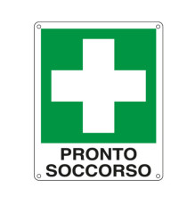 Cartello segnalatore - 12x14,5 cm - PRONTO SOCCORSO - alluminio - Cartelli Segnalatori