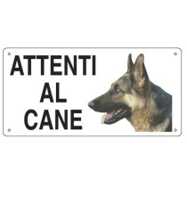 Cartello segnalatore - 25x12,5 cm - ATTENTI AL CANE - alluminio - Cartelli Segnalatori