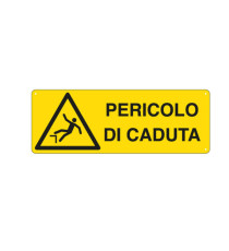 Cartello segnalatore - 35x12,5 cm - PERICOLO DI CADUTA - alluminio - Cartelli Segnalatori