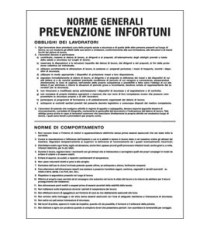 Cartello segnalatore - 50x67 cm - NORME GENERALI PREVENZIONE INFORTUNI - polionda - Cartelli Segnalatori