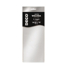 Carta velina - 50 x 76 cm - 20 gr - argento metal - Deco - busta 5 fogli