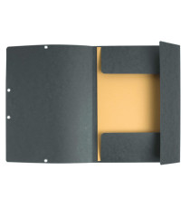 Cartella 3 lembi con elastico angolare - A4 - dorso 0,3 cm - cartoncino Lustrè - grigio - Exacompta