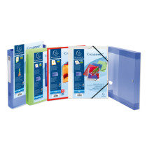 Cartella 3 lembi con elastico angolare Kreacover - A4 - dorso 1,5 cm - PP - blu trasparente - Exacompta