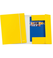 Cartella 3 lembi con elastico WOW - 25 x 35 cm - dorso variabile - cartoncino plastificato - giallo - Leitz