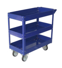 Carrello da lavoro - 3 ripiani - 84 x 41 x 82 cm - portata max 100 kg - acciaio verniciato - blu - Serena Group