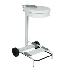 Carrello portasacco - 54,6x60xH94cm - con ruote - 110L - acciaio - bianco - Stilcasa