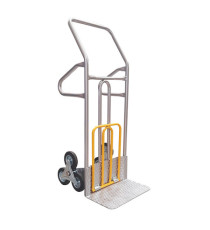 Carrello saliscale - 50 x 40 x 132 cm - max 280 kg - acciaio - grigio/giallo - Tecnotelai