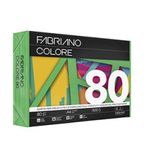 Carta Fabriano Colore - A4 - 80 gr - colori forti verde - Fabriano - conf. 500 fogli