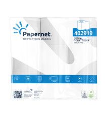 Carta igienica - 2 veli - 16,5 gr - 9,5 cm x 19,8 mt - diametro 10,2 cm - 180 strappi - Papernet - pacco 18 rotoli