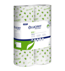 Carta igienica Eco - 2 veli - 16,5 gr - diametro 10,2 cm - 9,8 cm x 22 mt - 200 strappi - Lucart - pacco 6 rotoli fascet