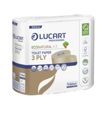 Carta igienica EcoNatural 4.3 Plastic Free - 270 strappi - Lucart - pacco 4 rotoli