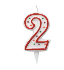 Candelina Zuccherino - numero 2 - H 8.5 cm - Big Party