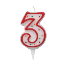 Candelina Zuccherino - numero 3 - H 8.5 cm - Big Party