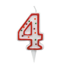 Candelina Zuccherino - numero 4 - H 8.5 cm - Big Party