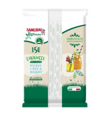 Cannuccia in carta - 20 cm - bianco/bianco-avana - imbustata singolarmente - Samurai Party - conf. 150 pezzi