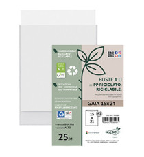 Buste a sacco Gaia - PP riciclato - 15 x 21 cm - buccia - trasparente - Sei rota - conf. 25 pezzi