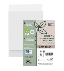 Buste a sacco Gaia - PP riciclato - 15 x 21 cm - buccia - trasparente - Sei rota - conf. 25 pezzi