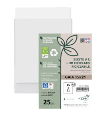 Buste a sacco Gaia - PP riciclato - 15 x 21 cm - buccia - trasparente - Sei rota - conf. 25 pezzi