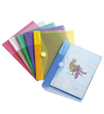 Buste con bottone in velcro - PP - 25 x 13,5 cm - colori assortiti - Djois - conf. 6 pezzi