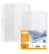 Buste forate ATLA GS P - 21 x 29,7 cm - PP - c/soffietto e patella - trasparente buccia - Sei Rota - conf. 10 pezzi