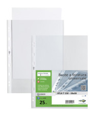 Buste forate Atla T - pesante - liscio - 23 x 33 cm - trasparente - Sei Rota - conf. 25 pezzi
