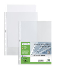 Buste forate Atla T - pesante - liscio - 30 x 42 cm (libro) - trasparente - Sei Rota - conf. 10 pezzi