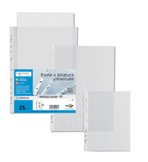 Buste forate Ercole - PVC liscio - 22 x 30 cm - trasparente - Sei Rota - conf. 25 pezzi