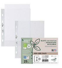 Buste forate Gea 100 - PP riciclato - buccia medium - 15 x 21 cm - Sei rota - conf. 25 pezzi