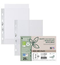 Buste forate Gea 100 - PP riciclato - buccia medium - 15 x 21 cm - Sei rota - conf. 25 pezzi
