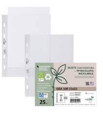Buste forate Gea 100 - PP riciclato - buccia medium - 15 x 21 cm - Sei rota - conf. 25 pezzi
