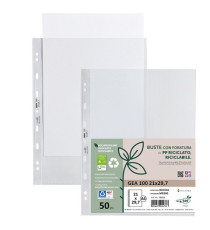 Buste forate Gea 100 - PP riciclato - buccia medium - 21 x 29,7 cm - Sei rota - conf. 50 pezzi