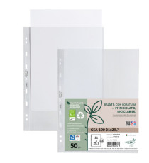 Buste forate Gea 100 - PP riciclato - buccia medium - 21 x 29,7 cm - Sei rota - conf. 50 pezzi