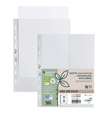 Buste forate Gea 100 - PP riciclato - buccia medium - 23 x 33 cm - Sei rota - conf. 50 pezzi