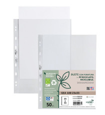 Buste forate Gea 100 - PP riciclato - buccia medium - 23 x 33 cm - Sei rota - conf. 50 pezzi