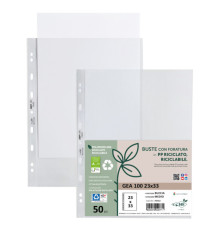 Buste forate Gea 100 - PP riciclato - buccia medium - 23 x 33 cm - Sei rota - conf. 50 pezzi