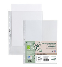 Buste forate Gea 150 - PP riciclato - buccia pesante - 22 x 30 cm - Sei rota - conf. 50 pezzi