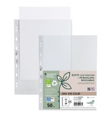 Buste forate Gea 150 - PP riciclato - buccia pesante - 22 x 30 cm - Sei rota - conf. 50 pezzi