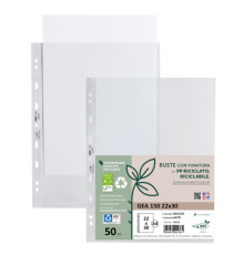 Buste forate Gea 150 - PP riciclato - buccia pesante - 22 x 30 cm - Sei rota - conf. 50 pezzi