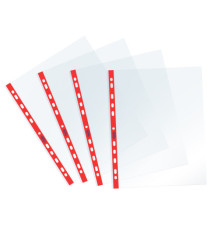 Buste forate Sprint - c/ banda - liscia - 22 x 30 cm - rosso - Favorit - conf. 25 pezzi