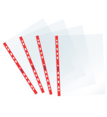 Buste forate Sprint - c/ banda - liscia - 22 x 30 cm - rosso - Favorit - conf. 25 pezzi
