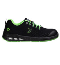 Calzatura bassa da lavoro Ecofitz S1P LOW - numero 42 - maglia riciclata - nero/verde - Safety Jogger