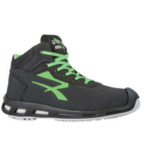 Calzatura di sicurezza Hard S3 SRC - pelle idrorepellente - numero 44 - grigio scuro/verde - U-Power