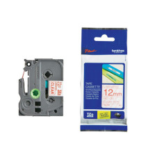 Brother - Nastro - Rosso/Trasparente - TZE132 - 12mm x 8mt