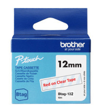 Brother - Nastro adesivo - Rosso/Trasparente - 12mm x 4mt - BTAG132