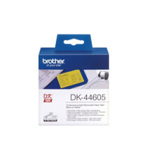 Brother - Rotolo etichetta continua - carta adesiva rimovibile - Nero/Giallo - 62mm x  30,48mt - DK-44605