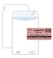Busta a sacco Competitor FSC - strip adesivo - 16 x 23 cm - 80 gr - bianco - Pigna Envelopes - conf. 100 pezzi