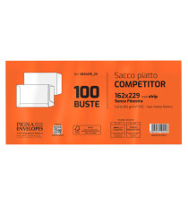 Busta a sacco Competitor FSC - strip adesivo - 16 x 23 cm - 80 gr - bianco - Pigna Envelopes - conf. 100 pezzi