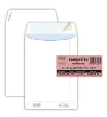 Busta a sacco Competitor FSC - strip adesivo - 19 x 26 cm - 80 gr - bianco - Pigna Envelopes - conf. 100 pezzi