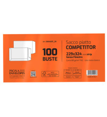 Busta a sacco Competitor FSC - strip adesivo - 23 x 33 cm - 80 gr - bianco - Pigna Envelopes - conf. 100 pezzi